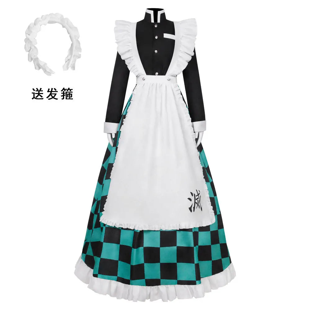Inosuke, Tanjiro, Zenitsu, Nezuko & Shinobu Cosplay Costume – Lolita Maid Dress | Crunchyroll