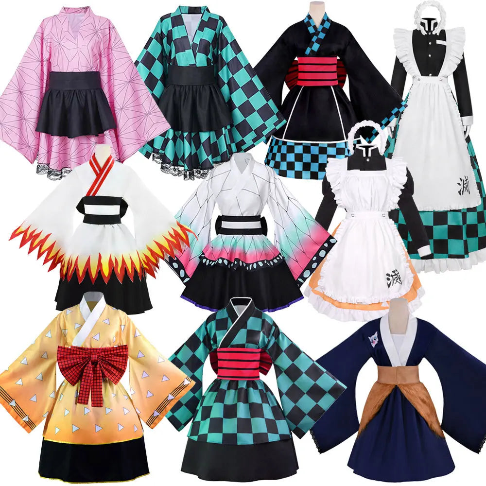 Inosuke, Tanjiro, Zenitsu, Nezuko & Shinobu Cosplay Costume – Lolita Maid Dress | Crunchyroll