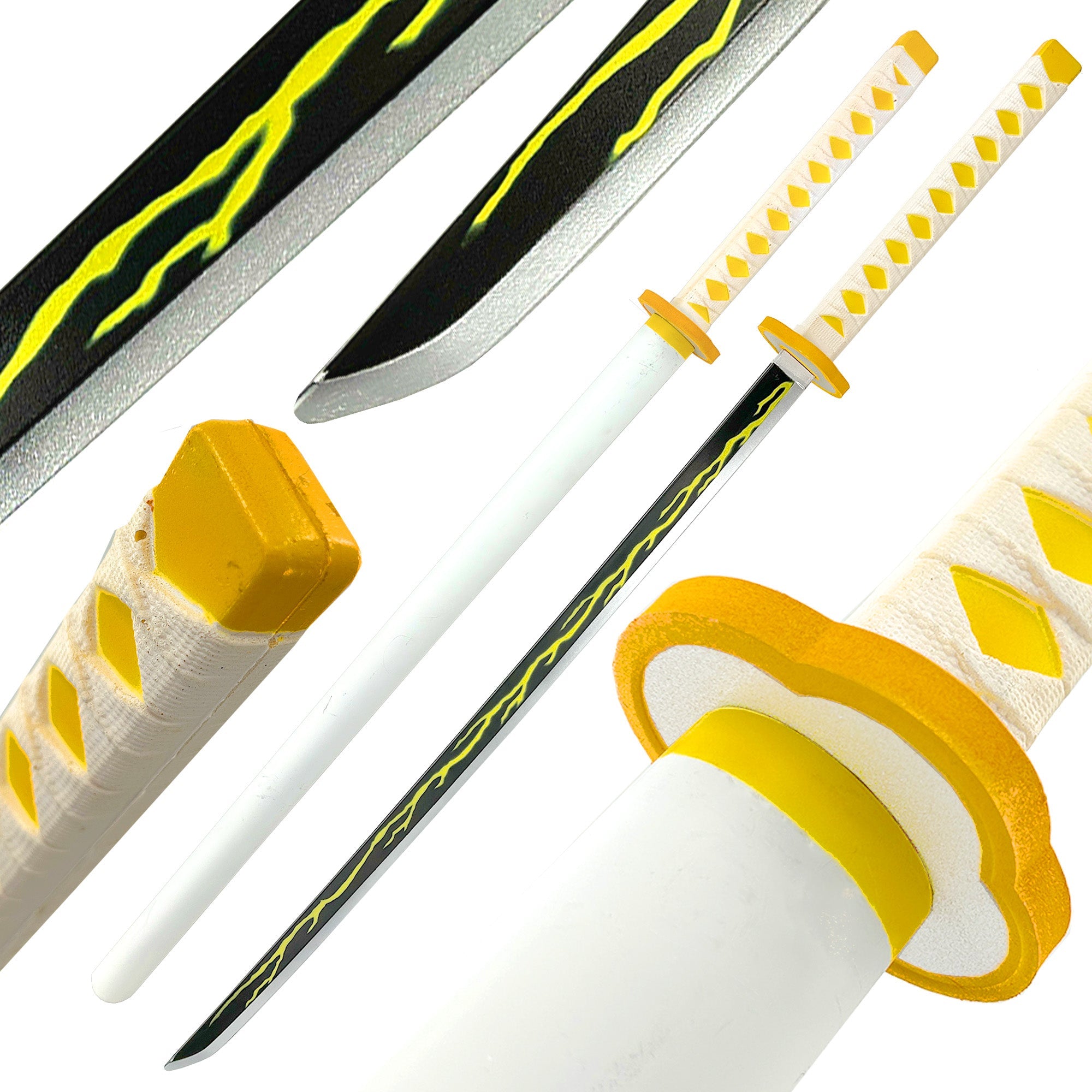 Zenitsu Agatsuma Demon Slayer Foam Katana Sword With Scabbard-0
