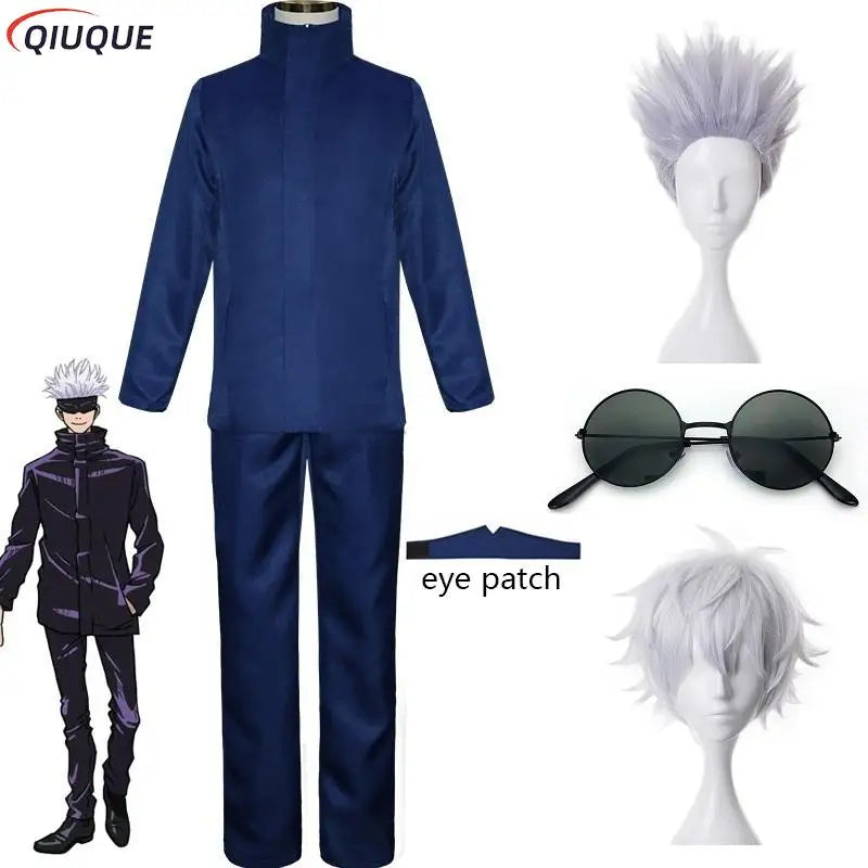 Blue Gojo Satoru Cosplay Costume with Eye Patch | Jujutsu Kaisen Anime | Crunchyroll