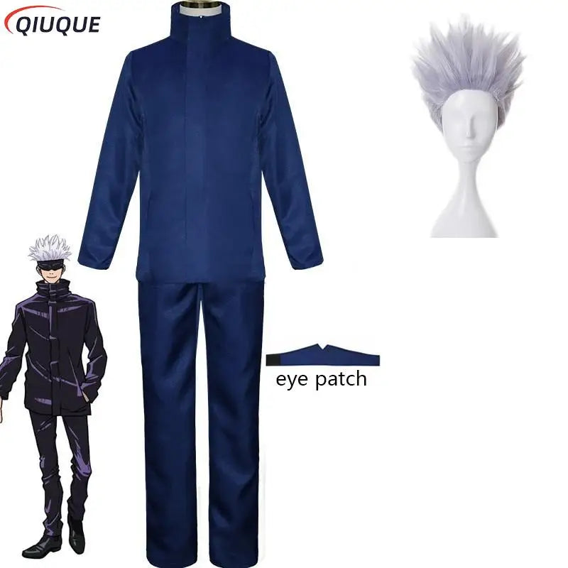 Blue Gojo Satoru Cosplay Costume with Eye Patch | Jujutsu Kaisen Anime | Crunchyroll
